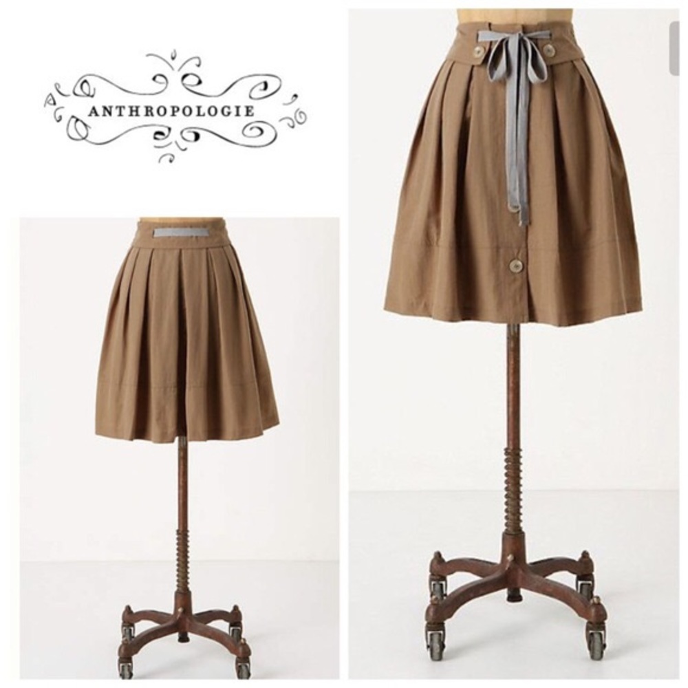 Anthropologie Green-Brown Full Skirt | Size 0